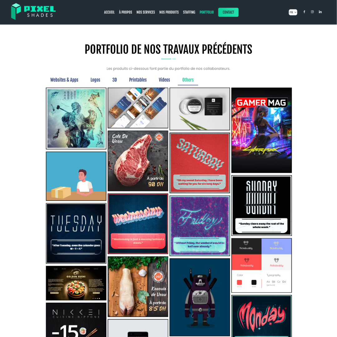 PixelShades.ma our React, HTML, SCSS website.